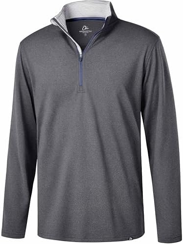 Fleece Lined Golf Quarter Zip Pullover, Grey Melange