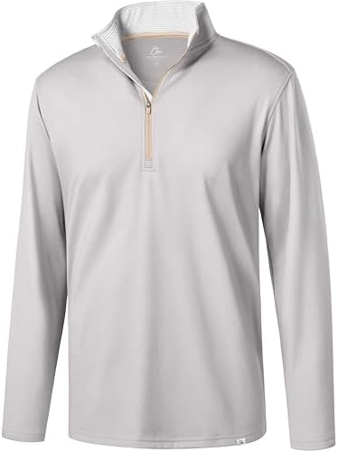 Fleece Lined Golf Quarter Zip Pullover, Light Grey Melange