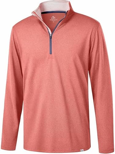Fleece Lined Golf Quarter Zip Pullover, Orange Red Melange