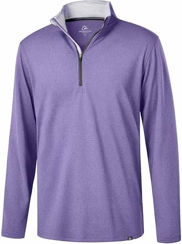 Fleece Lined Golf Quarter Zip Pullover, Smoky Purple Melange