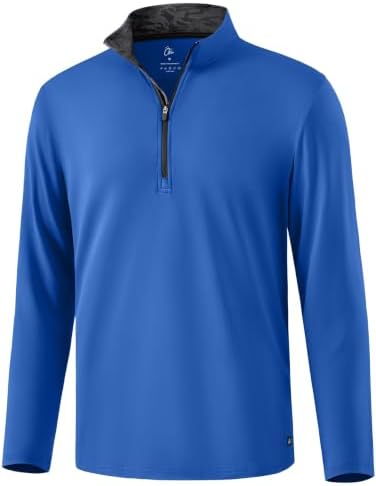 Men's Contrast Collar Quarter Zip Pullover, Blue