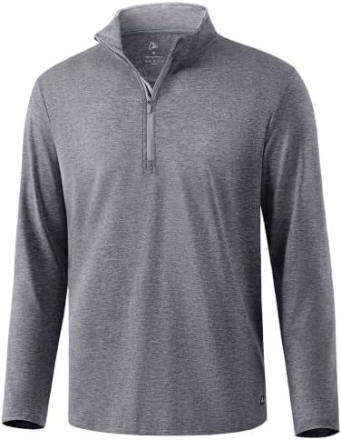 Men's Contrast Collar Quarter Zip Pullover, Grey Heather