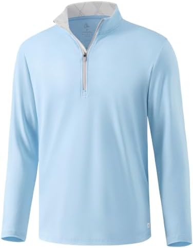 Men's Contrast Collar Quarter Zip Pullover, Light Blue Heather