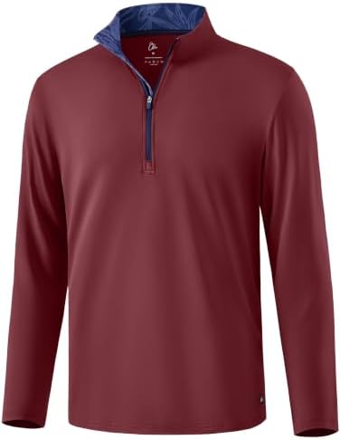 Men's Contrast Collar Quarter Zip Pullover, Maroon