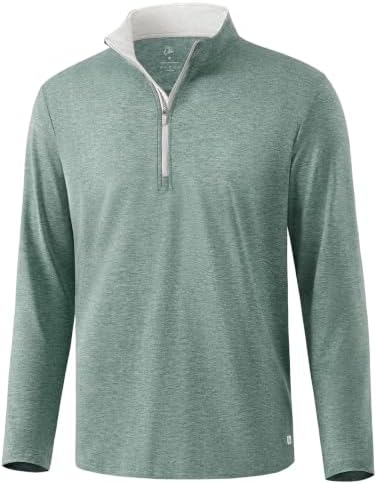 Men's Contrast Collar Quarter Zip Pullover, Sage Green Heather