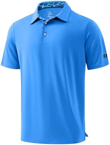 Men's Golf Shirt Short Sleeve Dry Fit Polo Shirts, Blue