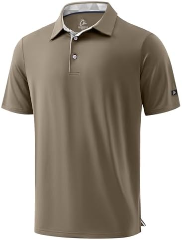 Men's Golf Shirt Short Sleeve Dry Fit Polo Shirts, Brown