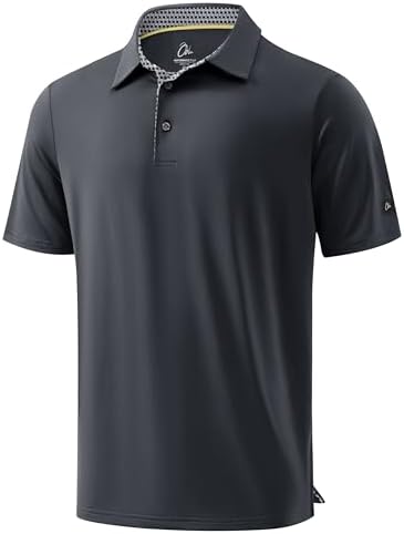Men's Golf Shirt Short Sleeve Dry Fit Polo Shirts, Dark Grey