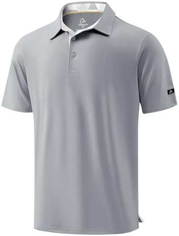 Men's Golf Shirt Short Sleeve Dry Fit Polo Shirts, Light Grey