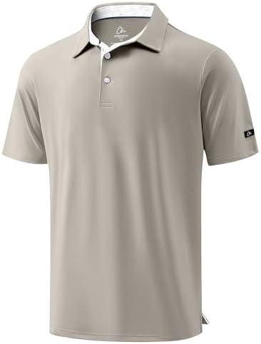 Men's Golf Shirt Short Sleeve Dry Fit Polo Shirts, Warm Grey