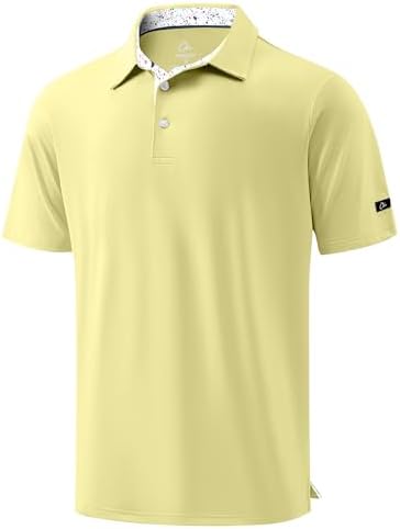 Men's Golf Shirt Short Sleeve Dry Fit Polo Shirts, Yellow