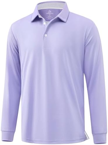 Men's Long Sleeve Golf Polo Shirts Casual Work, Purple