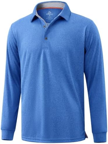 Men's Long Sleeve Golf Polo Shirts Casual Work, Royal Blue