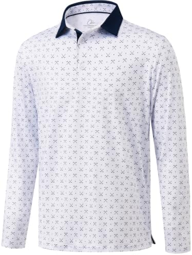 Mens Long Sleeve Golf Shirts Dry Fit Sun Shirt White Golf, A White Golf Clubs
