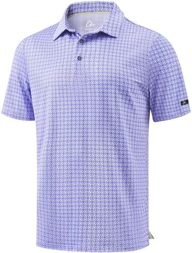Men's Print Golf Shirt Dry Fit Polo Shirts, Blue Diamond Circle