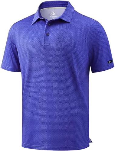 Men's Print Golf Shirt Dry Fit Polo Shirts, Blue Geometry