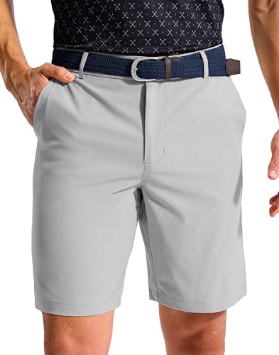 Men's Shorts Golf Casual 5"/ 7"/ 9" Flat Front Dress Shorts, Light Grey