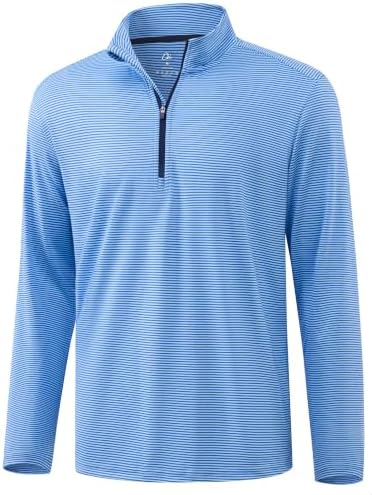Striped Golf Quarter Zip Pullover, Blue Stripe