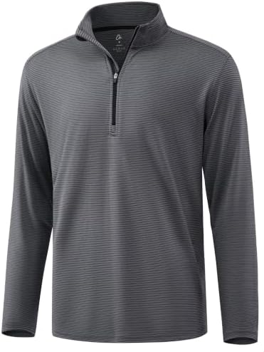 Striped Golf Quarter Zip Pullover, Charcoal Stripe