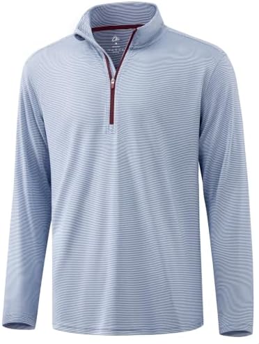 Striped Golf Quarter Zip Pullover, Deep Blue White Stripe
