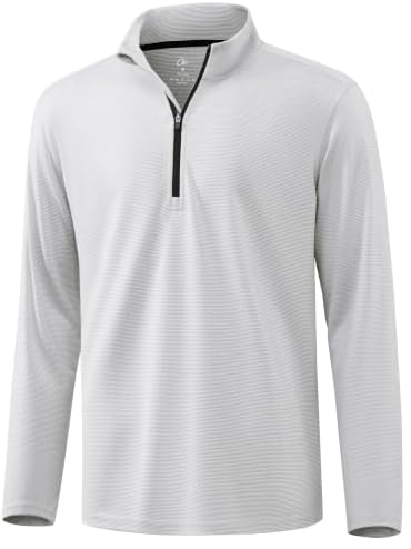 Striped Golf Quarter Zip Pullover, Grey White Stripe
