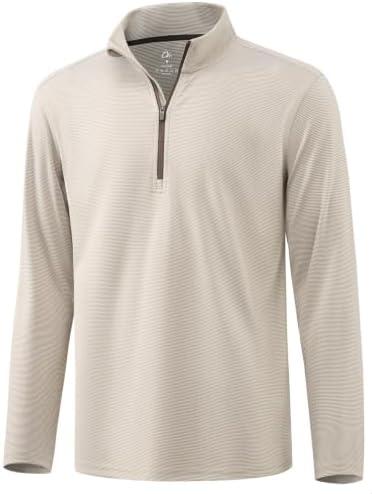 Striped Golf Quarter Zip Pullover, Khaki White Stripe
