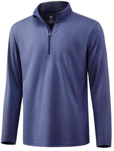 Striped Golf Quarter Zip Pullover, Navy Blue Stripe