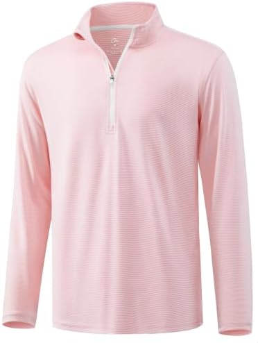 Striped Golf Quarter Zip Pullover, Pink White Stripe