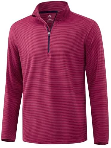 Striped Golf Quarter Zip Pullover, Red Navy Stripe