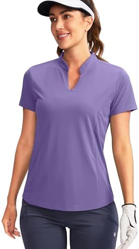 Women's Golf Polo Shirt V-Neck Short Sleeve, Purple