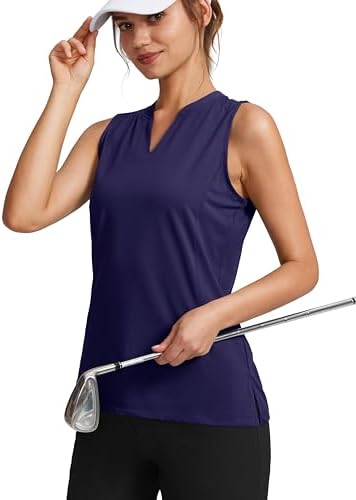 Women's Sleeveless Golf Shirt V-Neck Lightweight Quick Dry Tennis Tank Tops, Navy